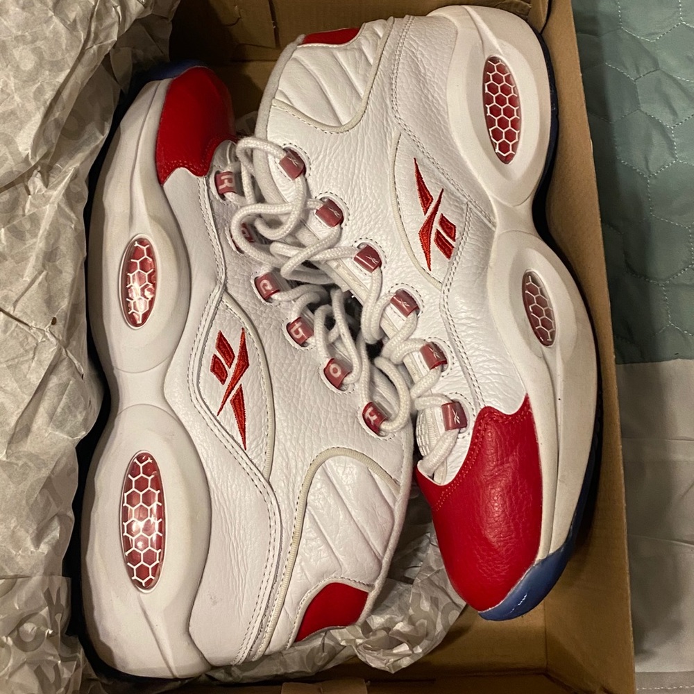 Reebok Question Mid Iverson White Pearlized Red 11